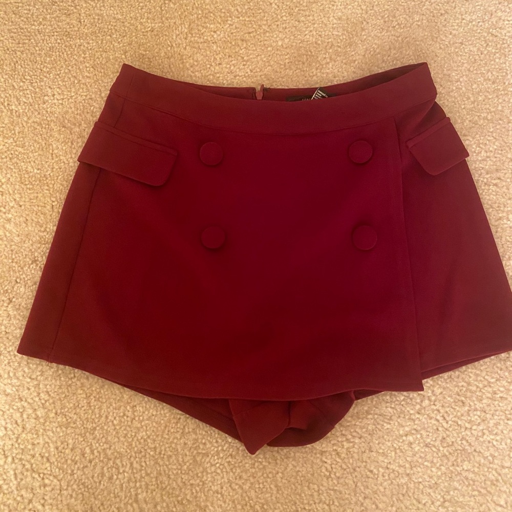 Burgundy Skort with big buttons